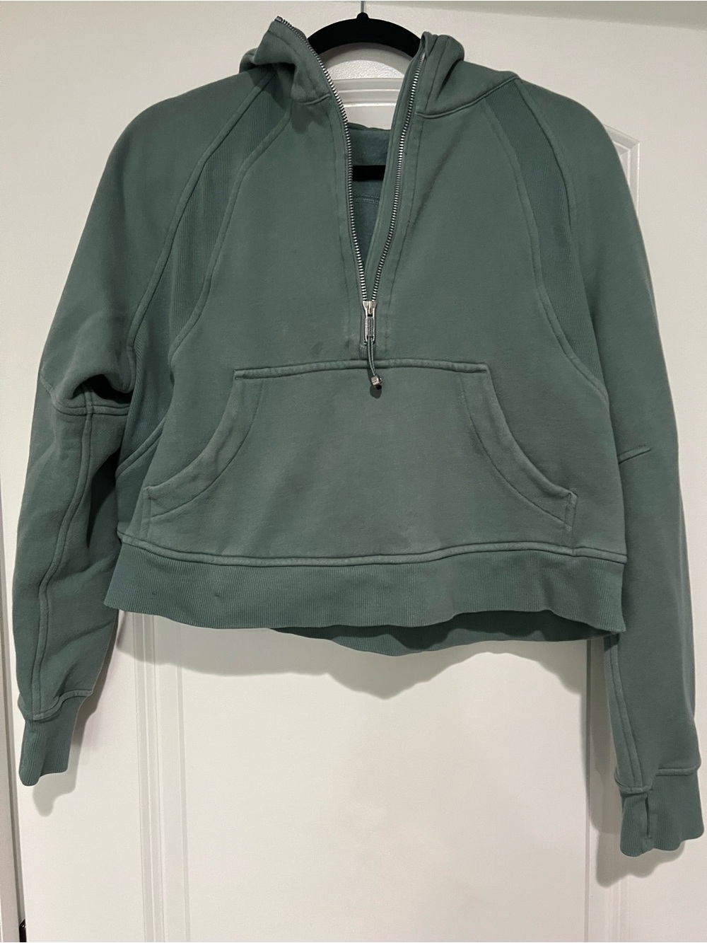 Lululemon Women's Hooded Half-Zip Pullover Sweatshirt - Sage Green.